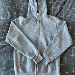 Grey Zip-Up Hooded Sweatshirt